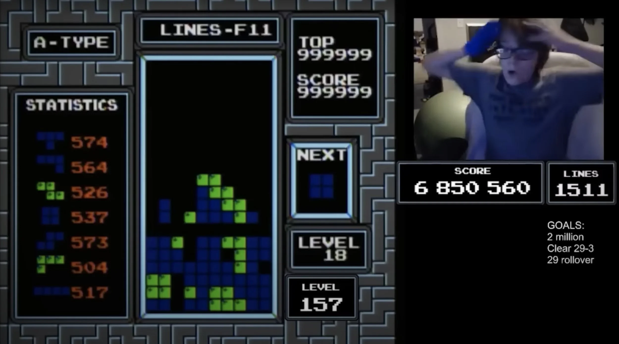 The 13-year-old is the first person to beat TETRIS;  Look at his reaction!